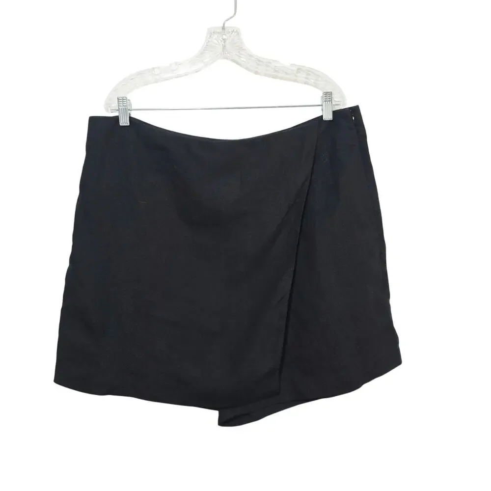 Talbots 100% Linen Skort Women's Size 16 Black Coastal Minimalist Beach Summer